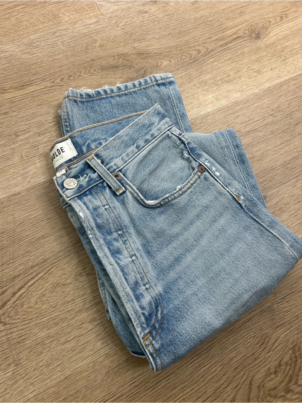 AGOLDE 100% Organic Cotton 90's Pinch Waist Straight Leg Light Wash Jean